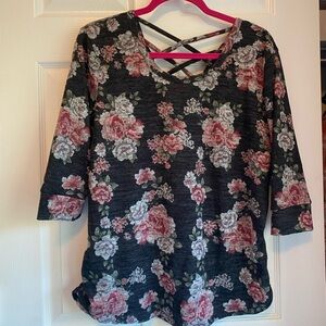 Rose sweater , three  quarter sleeve , can be worn over leggings